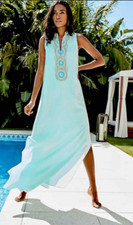 LILLY PULITZER SIZE 8 JANE MAXI DRESS WHISPER BLUE EMBELLISHED MINOR FLAW