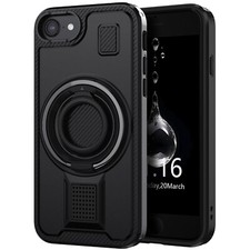 Shockproof Double-Ring Kickstand Case Cover For Apple iPhone 6 6s 7 8 4.7" Black