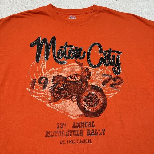 Motor City Mens 3XL Orange 1st Annual Motorcycle Rally Detroit Michigan T Shirt - Picture 2 of 14