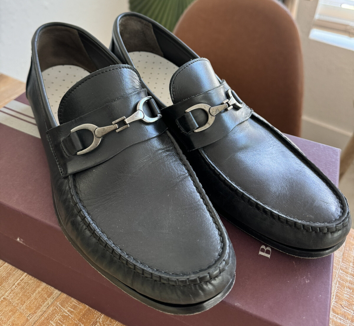 Bruno Magli Black Leather Loafers with Silver Accent Amazon.com | Bruno Magli Mens Alpha Loafers Black 7.5  main image 2