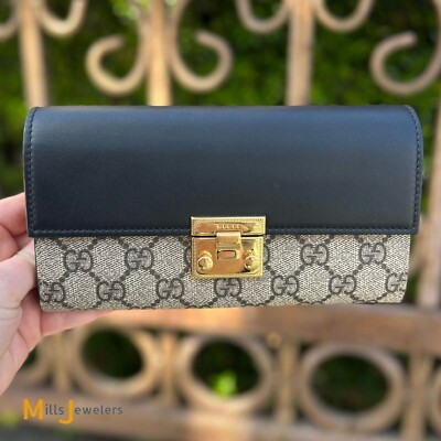 Gucci GG Supreme Padlock Canvas Leather Chain Bag 453506