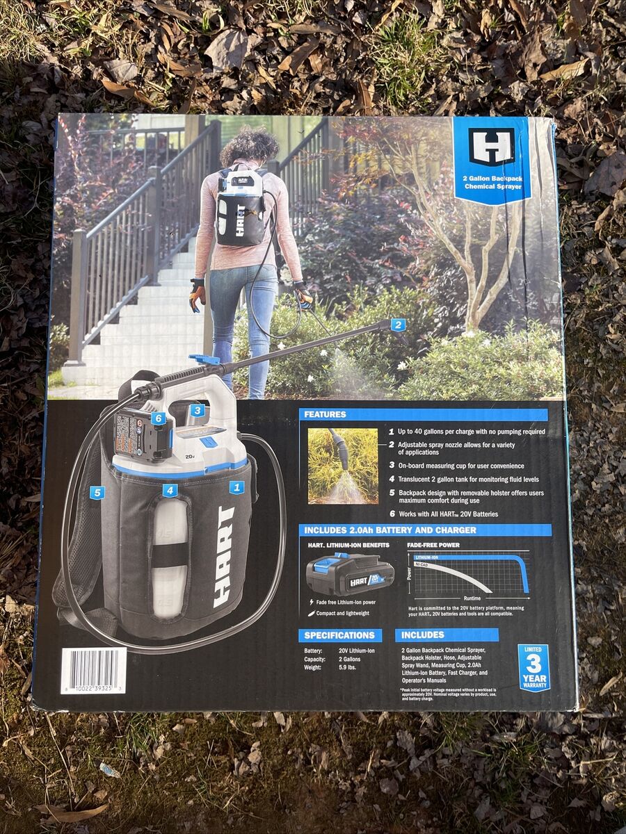 Hart 20-Volt Cordless 2 Gallon Backpack Chemical Sprayer Kit (1) 2.0Ah Lithium-Ion Battery