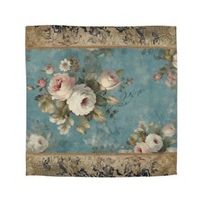 Pink And White Roses On Blue Background Microfiber Duvet Cover Bedroom Decor