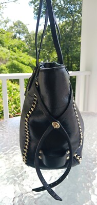 Coach 34398 Tatum Black Leather Zip Top Tote W/Turnlock & Curb