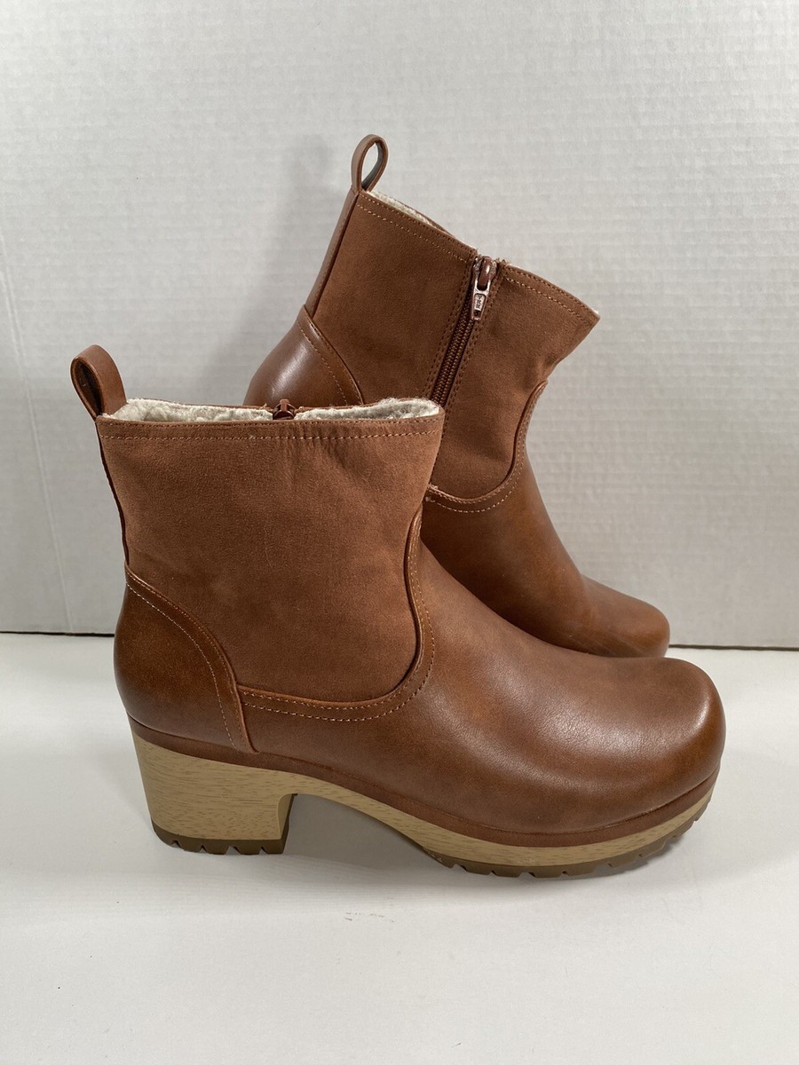 Universal Thread Brown Ankle Boots Block Heel Clogs Women's