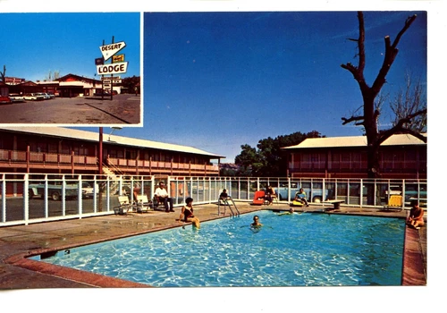 Swimming Pool-Desert Lodge-Moab-Utah-Advertising Vintage Postcard - Picture 1 of 2