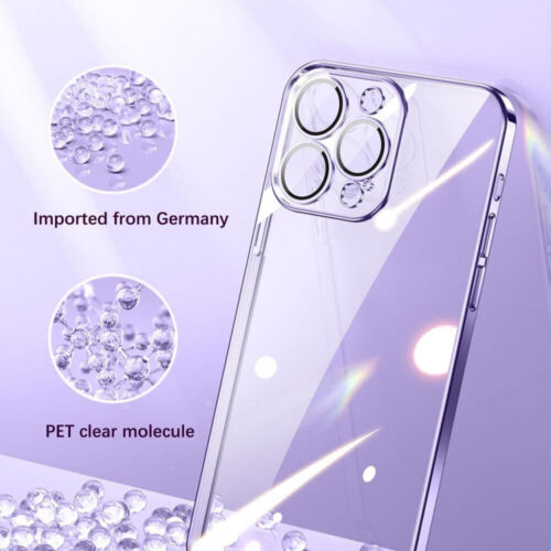 Per iPhone 16 15 14 13 12 11 Pro Max 8 XS Custodia Trasparente Slim Cover + Protezione Obiettivo - Foto 9 di 88