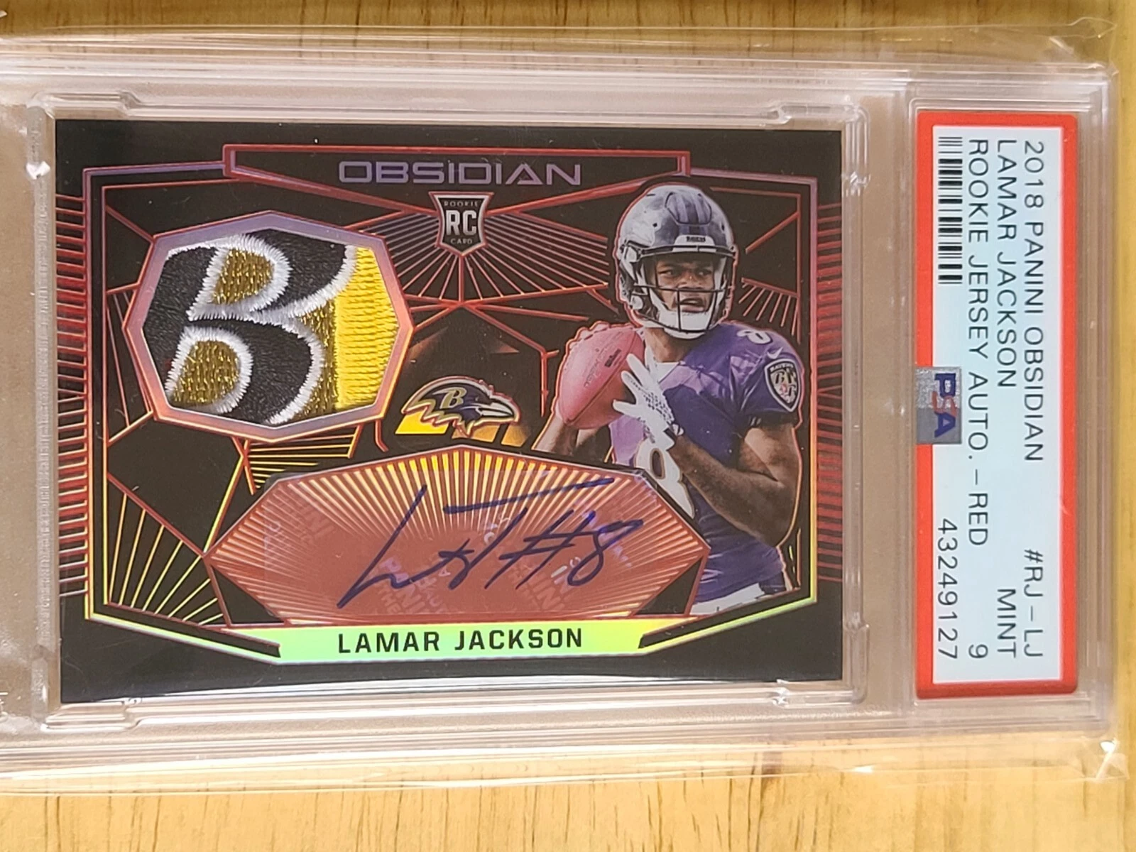Lamar Jackson Panini Obsidian Rookie Jersey Autographs #RJLJ Electric Etch Red