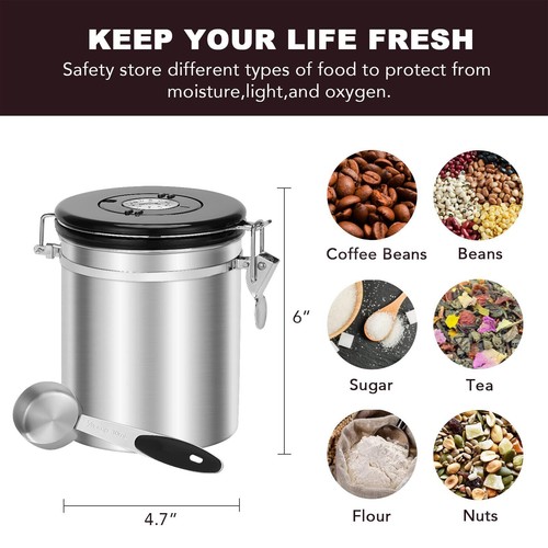 Coffee Canister Airtight Coffee Container Stainless Steel Coffee Bean Storage... - Picture 4 of 8