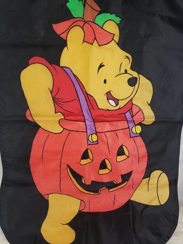 Vintage Disney Winnie The Pooh Trick Or Treat Lawn Flag Stitched Sewn - Picture 2 of 9
