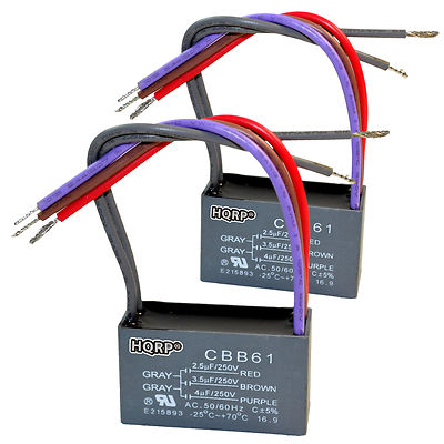 2-Pack HQRP Motorkondensator für Hampton Bay Lüfter 2.5uF+3.5uF+4uF, 5 Draht