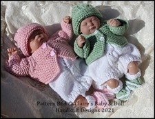 KNITTING PATTERN REBORN/ DOLL B64 FITS 7-12 INCH DOLL BABYDOLL HANDKNIT DESIGNS