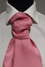 Pink Men's  Boys Satin Back Dupion Scrunch Tie Cravats  Handkerchief set
