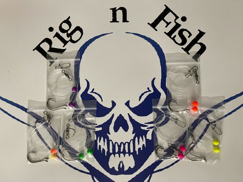 6 Fishing Rigs, High/Low, High Visibility Neon Color Beads Pompano Whiting Etc - Picture 2 of 18