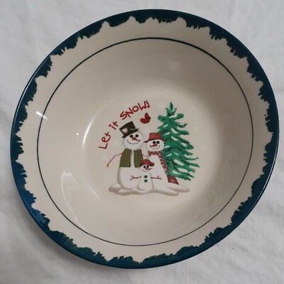Atico Intl Let It Snow Stoneware 6.75 Cereal Bowl Holiday Christmas Vintage 1998