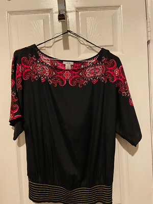 Womans Cache Multicolor Silk /spandex Blouse   - Size M