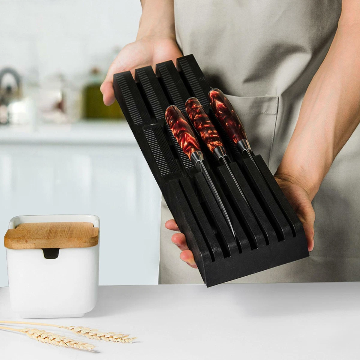 in Drawer Knife Block Holder Knife Drawer Organizer 7 Dock for Drawer