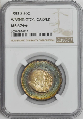 1953-S Washington-Carver Half 50c MS67+* Color NGC 945726-4