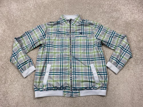 DC APPAREL DIVISION Bomber Jacket Grey Green Check Size L Pit-pit 23" - Picture 3 of 17
