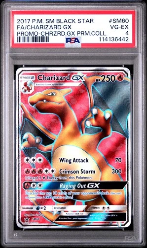 POKEMON BLACK STAR PROMO CHARIZARD GX SM60 FULL ART HOLO PSA 4 EX #114136442