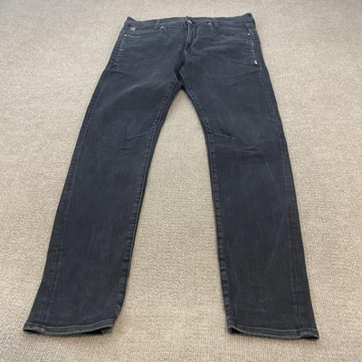 G-Star RAW D-Staq 3D Slim Jeans Mens 33x32 Hemmed Charcoal Wash Slim Tapered