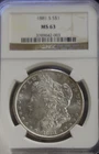 1881 S US Morgan Silver Dollar $1 NGC MS63..