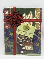 Sultan's Linens Vinyl Tablecloth Flannel  52” x 52" Christmas NEW