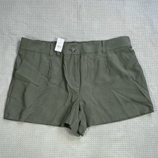 New LOFT Pleated Casual Shorts XL Womens Olive Green Comfort Waist