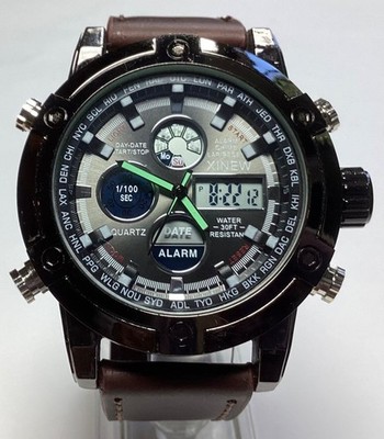 Xinew Mens Watch 50mm Analog Digital Subdials Day Date Alarm WR New Battery 8 