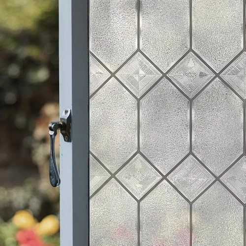  | Película de privacidad para ventanas con patrón de vidrio texturizado con plomo | Inglés no antiguo Foto 3 de 4