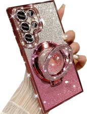 Samsung Galaxy S23 Ultra Glitter Kickstand Case, Luxury Bling Rhinestone Clear C