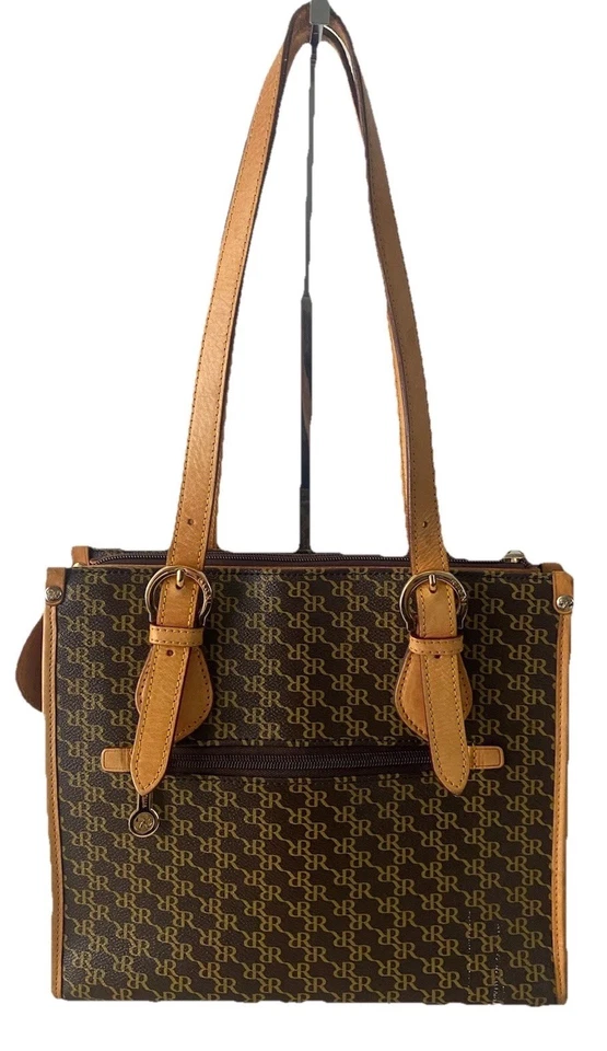 Rioni Italian Leather Shoulder Bag Tote East West Signature Italy READ - Image 2 of 4