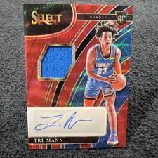 2021-22 Panini Select - Rookie Jersey Autographs Tre Mann #RJ-TMN Red Wave Prizm