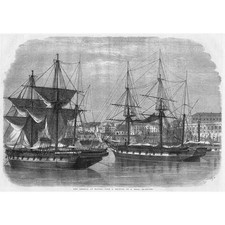ITALY The Arsenal at Naples - Antique Print 1860