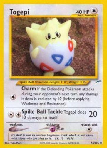 Lightly Played Togepi - 56/105 - Uncommon - Unlimited Edition Pokemon Neo Destin
