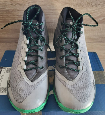 UA Under Armour Curry 3 SC Grey / Black / Green SMGX Grau Schuhe Sneaker EU 45,5