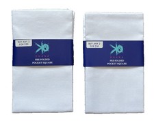 2-Pack, EGARA OK Pre-Folded Pocket Squares Solid White 100 Cotton