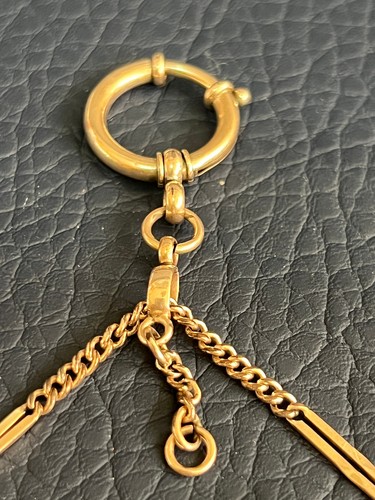 Antique Victorian Pocket Watch Chain Hallmark Union B.T. Gold Filled - Picture 3 of 8