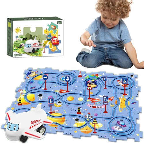 25PCS Puzzle Racer Kids Car Track Set Space Jigsaw Puzzle Racer Car Track Se