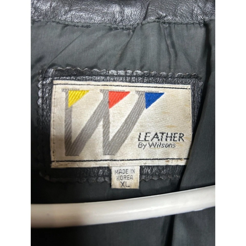 Wilsons Leather Jacket Men's XL Black Lined Motorcycle Bike Long Sleeve Full Zip - Image 3 of 4
