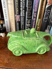 Vintage Green Ceramic Racing Car Teapot – Novelty Collectible 1930s/1940s Style