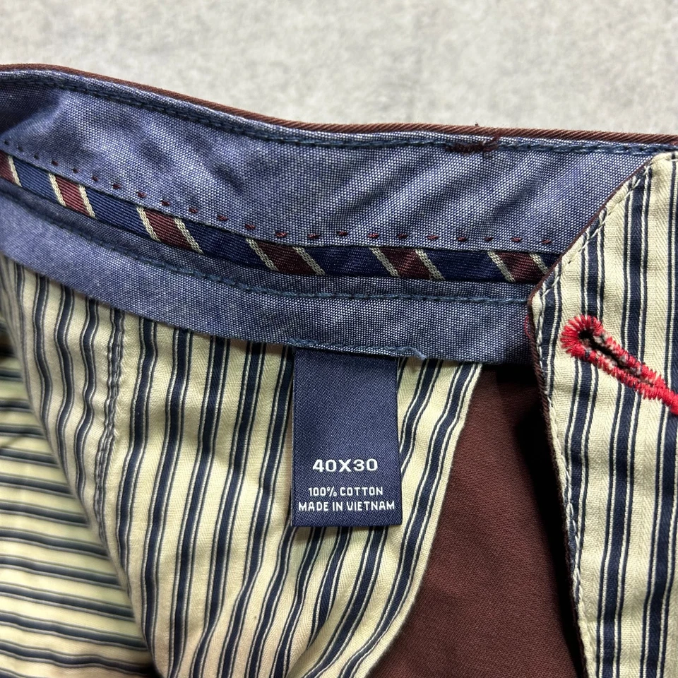 Pantalones Daniel Cremieux Para Hombre 40 X 28 Borgoña Madison Calce Recto Chino Sarga Foto 3 de 4