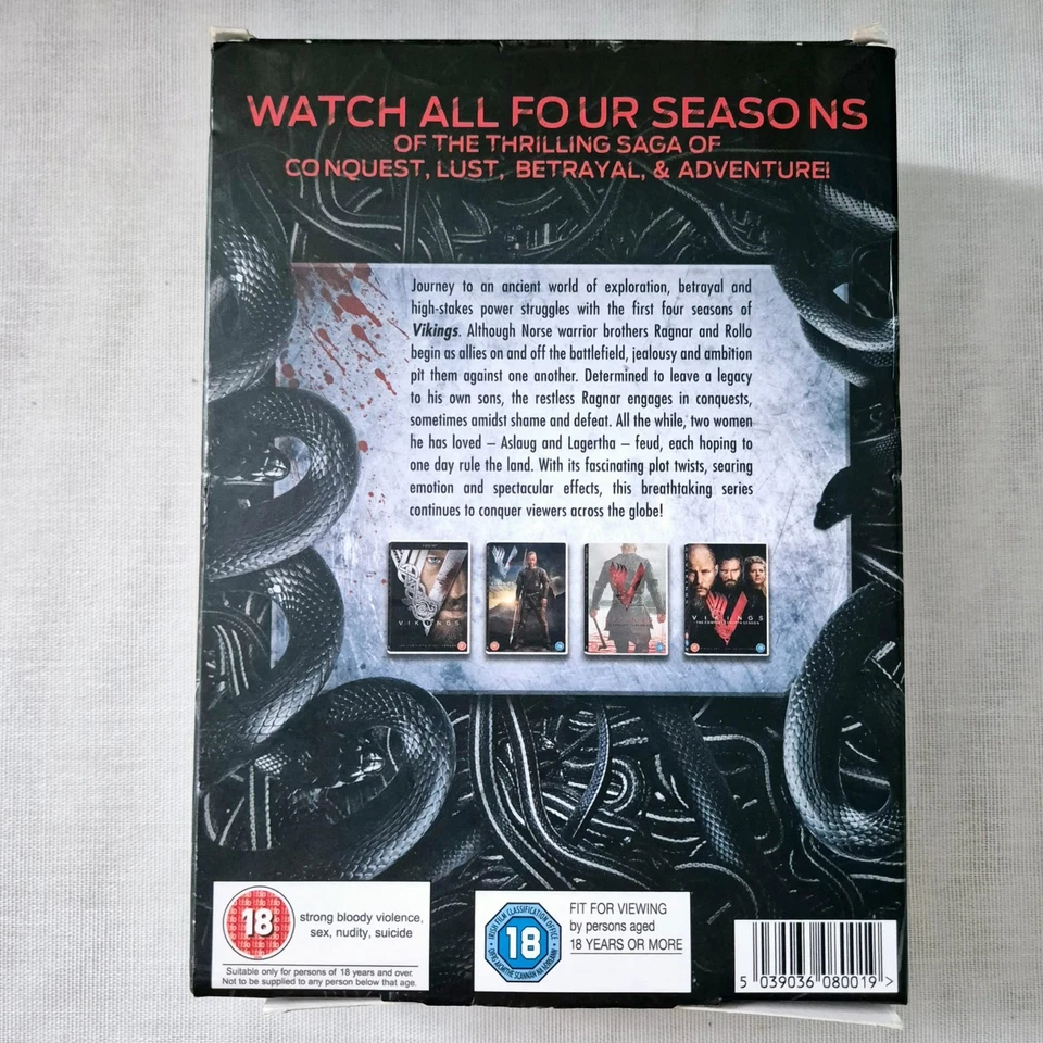 Vikings Seasons 1-4 DVD Box Set 15 Discs 49 Episodes Age 18+ Region 2 Pal VGC - Image 2 of 4