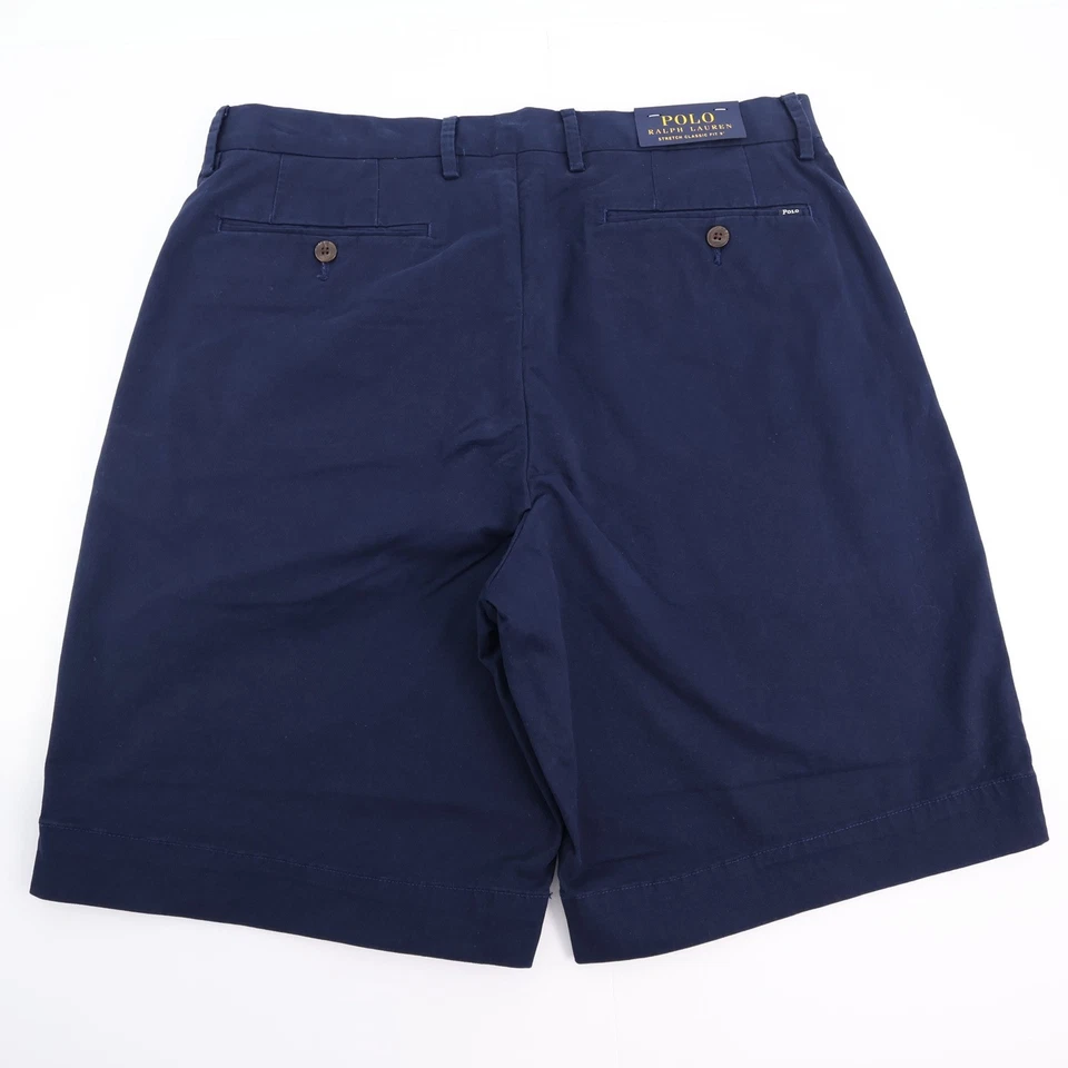NUEVO Polo Ralph Lauren Azul Marino Elastizado Calce Clásico Pantalones Cortos Frente Plano Para Hombres 34 Foto 3 de 4