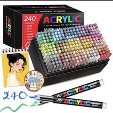 240 Colors Acrylic Paint Marker Set, Brush Tip Acrylic Brush Markers, 240 Pcs