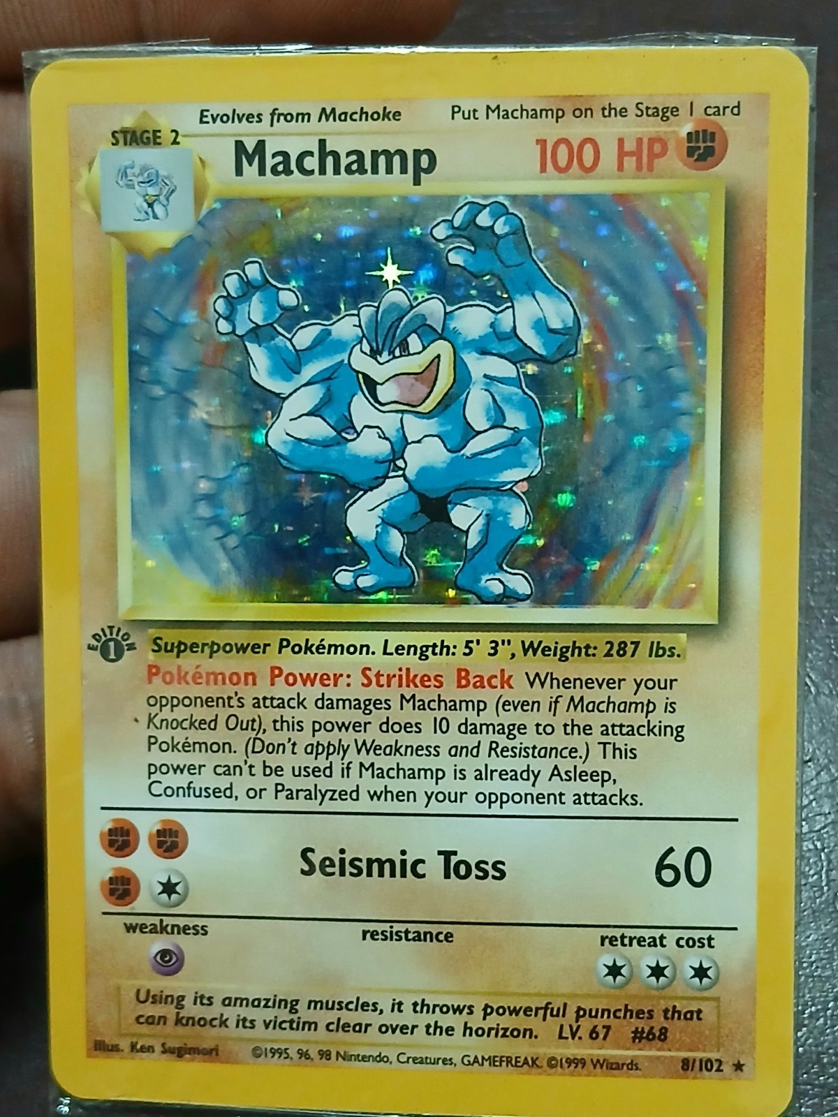 Pokémon TCG Machamp Holo 1st Edition Unlimited Rare Card Base Set 8/102 Original