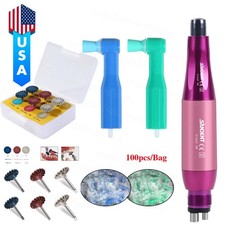 Dental Hygiene Prophy Handpiece 360° Swivel 4 Hole Pink/Composite Polishing Burs