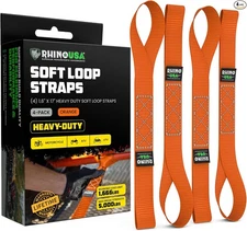 Soft Loop Tie Down Straps (4-Pack) - 1.6 Inch x 17 Inch (5,000 lbs Break St