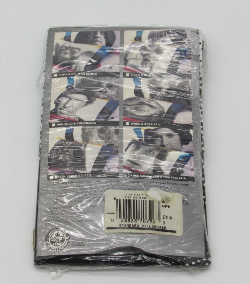 Star Wars Reversible Standard Pillowcase : Luke & Leia, Darth & C 3PO~OLD STOCK - Image 3 of 3