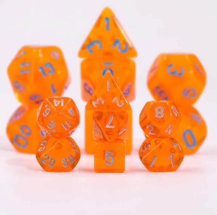 Наборы мини-кубиков Galactic Dice Acrylic HD - Прозрачный оранжевый набор из 7 кубиков